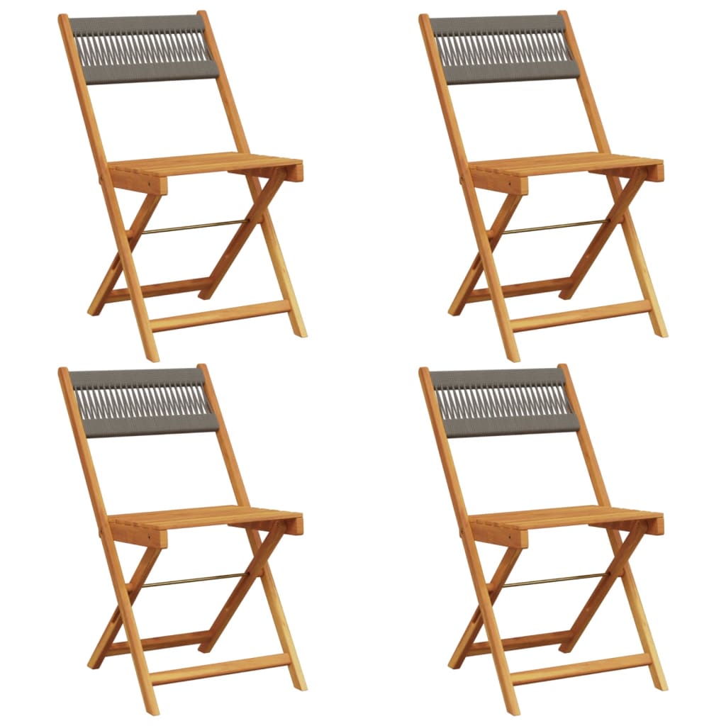 foldbare havestole 4 stk. massivt akacietræ grå