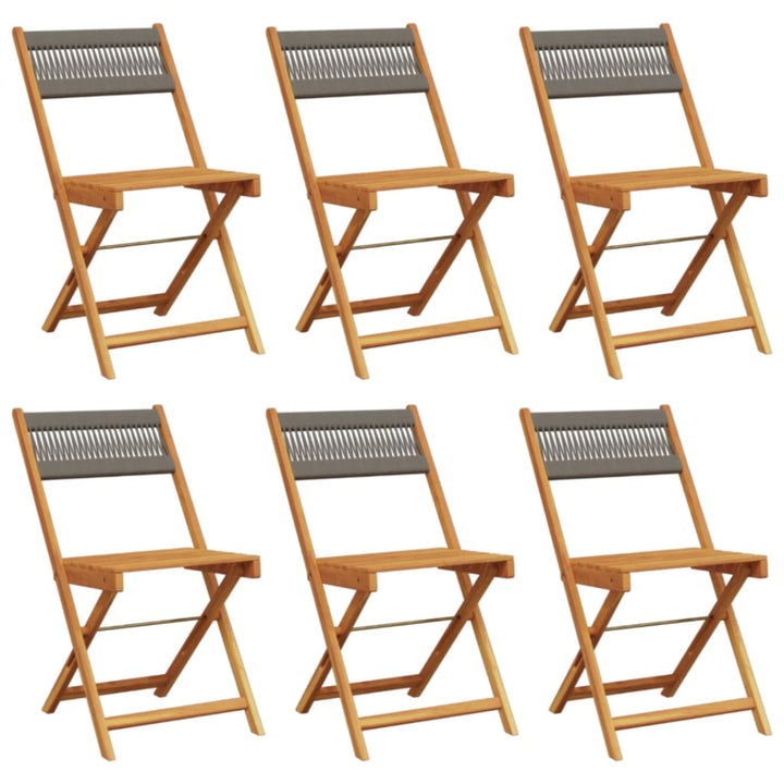 foldbare havestole 6 stk. massivt akacietræ grå