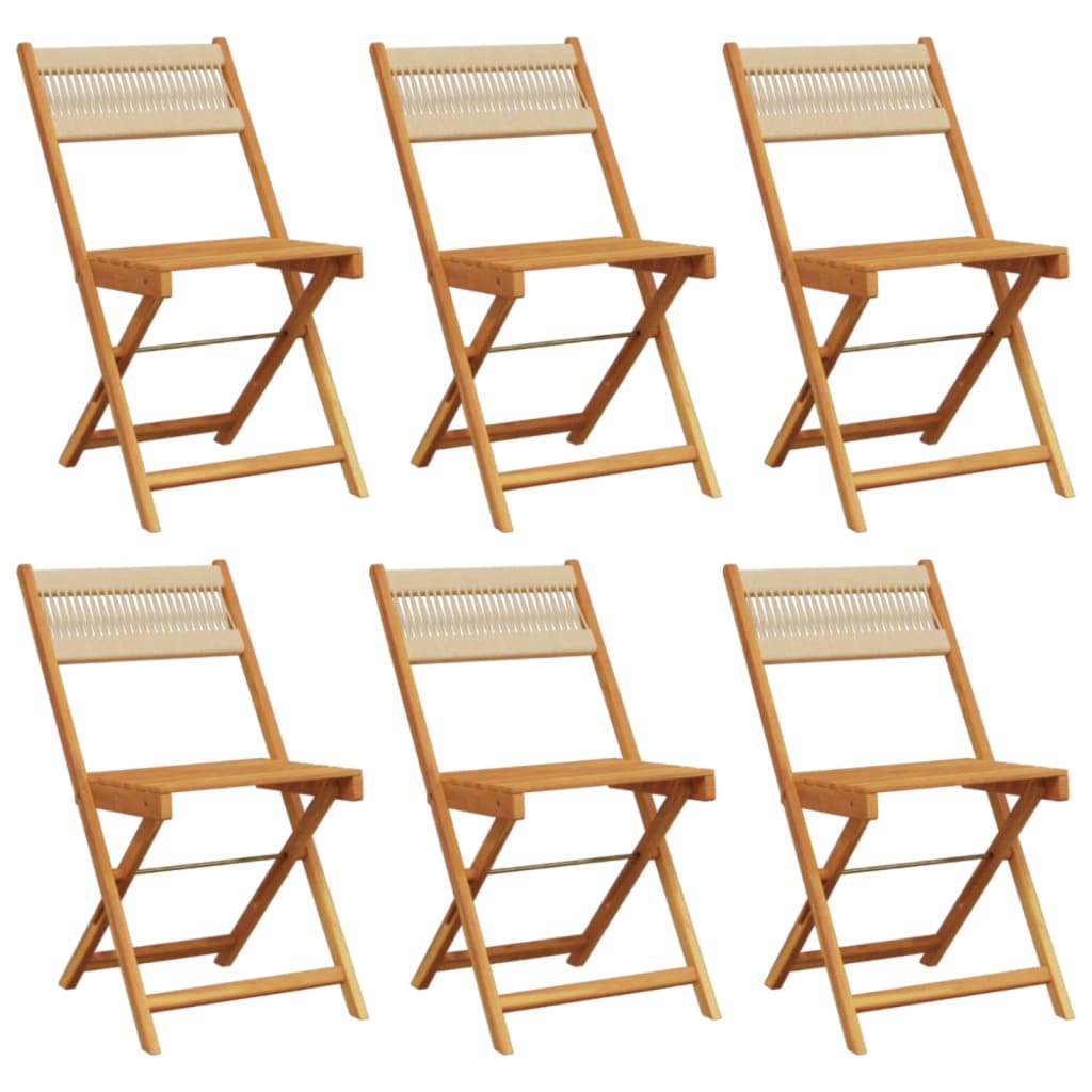 foldbare havestole 6 stk. massivt akacietræ beige