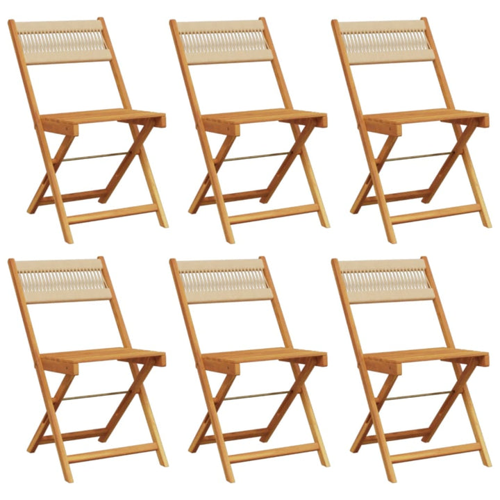 foldbare havestole 6 stk. massivt akacietræ beige