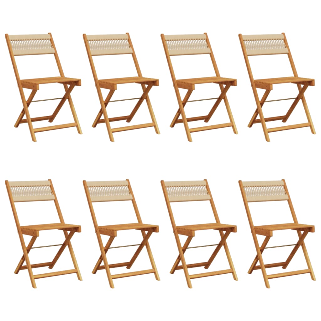 foldbare havestole 8 stk. massivt akacietræ beige