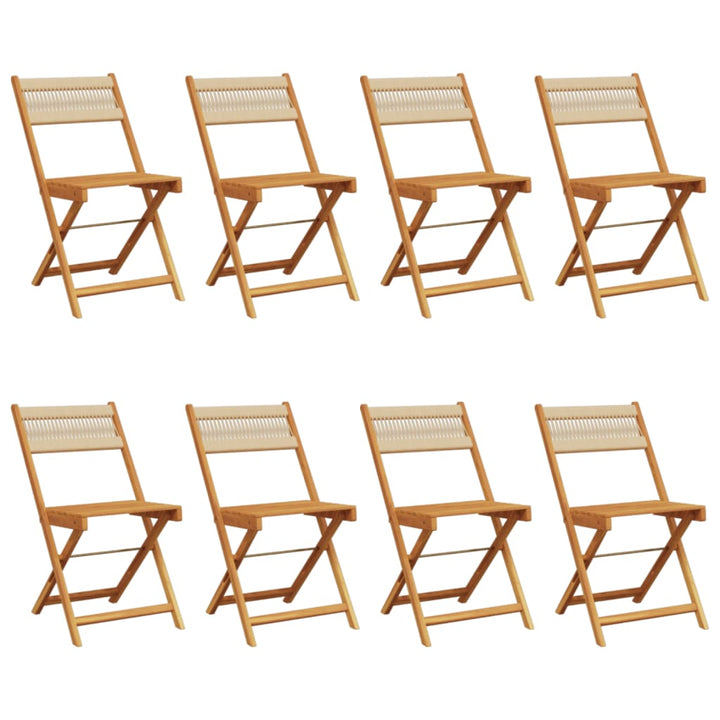 foldbare havestole 8 stk. massivt akacietræ beige