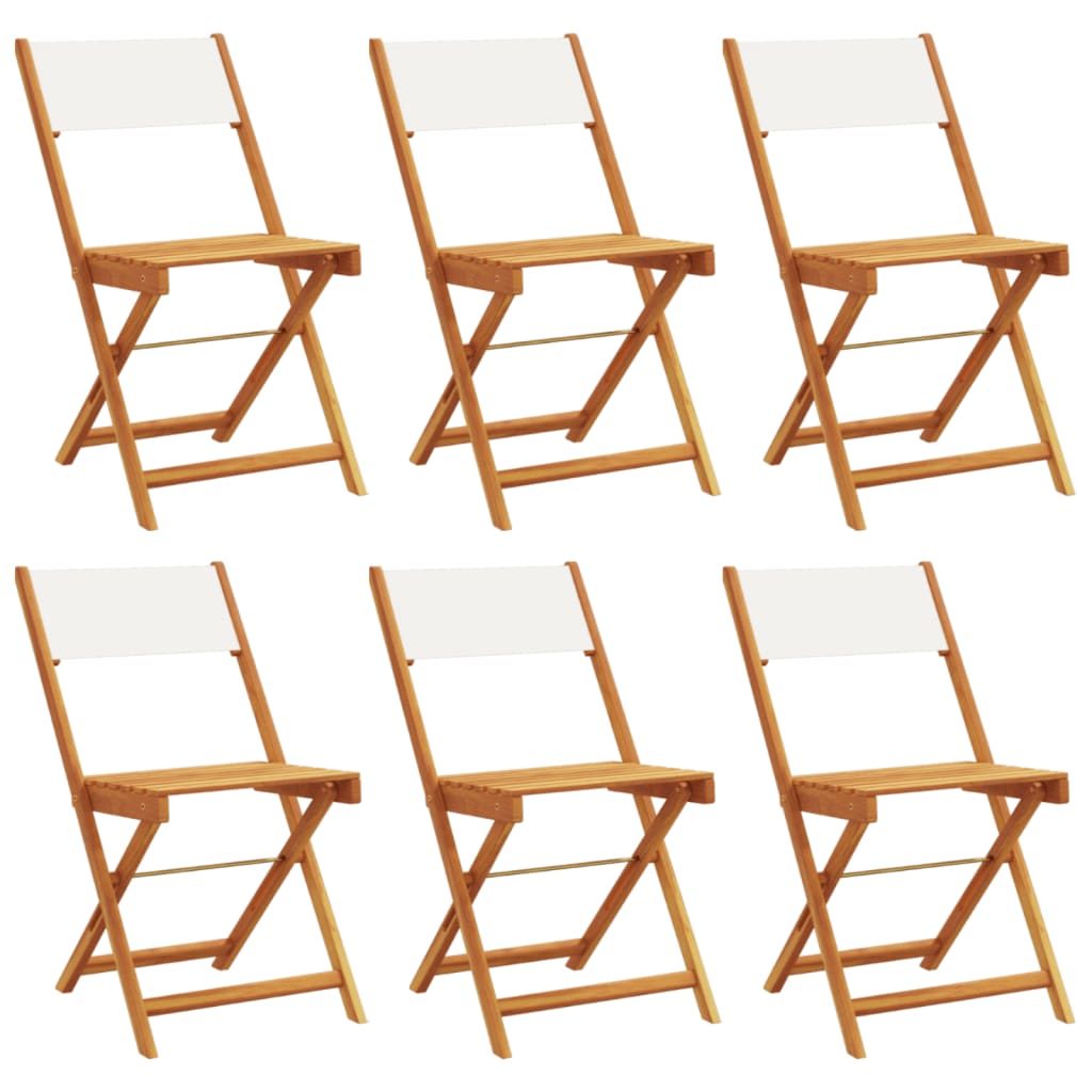 foldbare havestole 6 stk. stof og massivt træ cremehvid