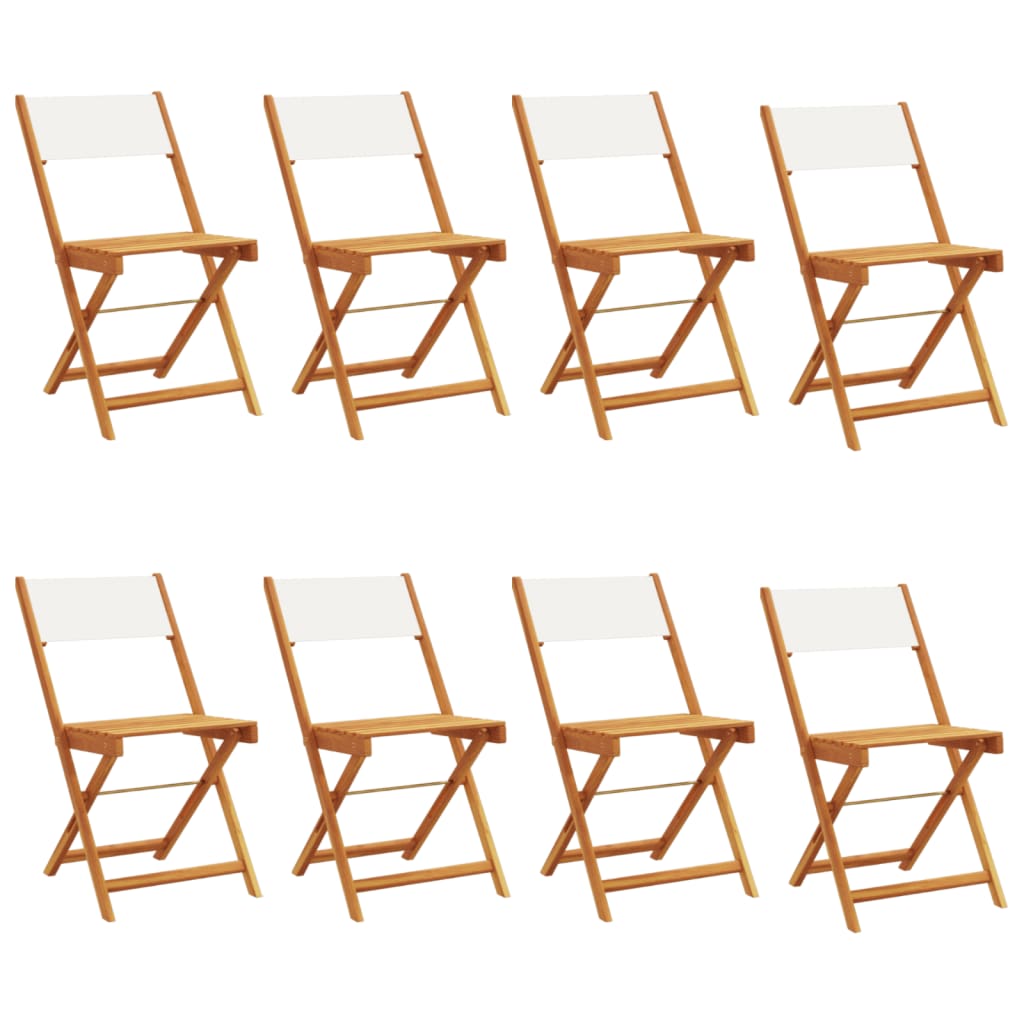 foldbare havestole 8 stk. stof og massivt træ cremehvid