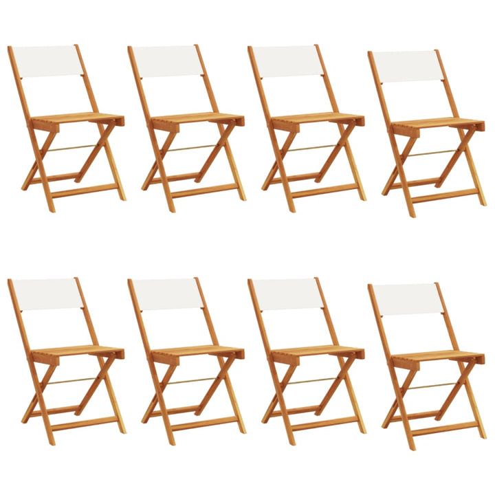 foldbare havestole 8 stk. stof og massivt træ cremehvid