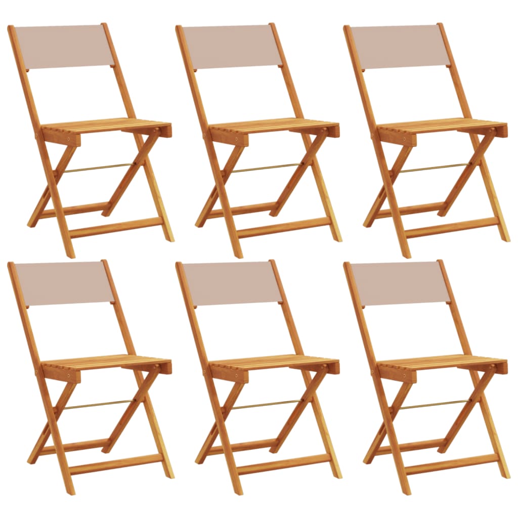 foldbare havestole 6 stk. stof og massivt træ gråbrunt