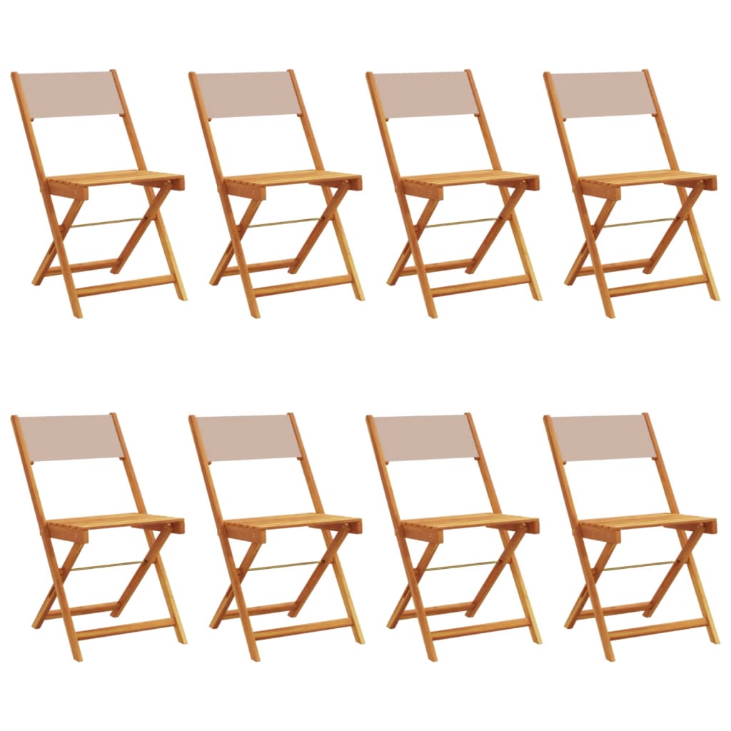 foldbare havestole 8 stk. stof og massivt træ gråbrunt