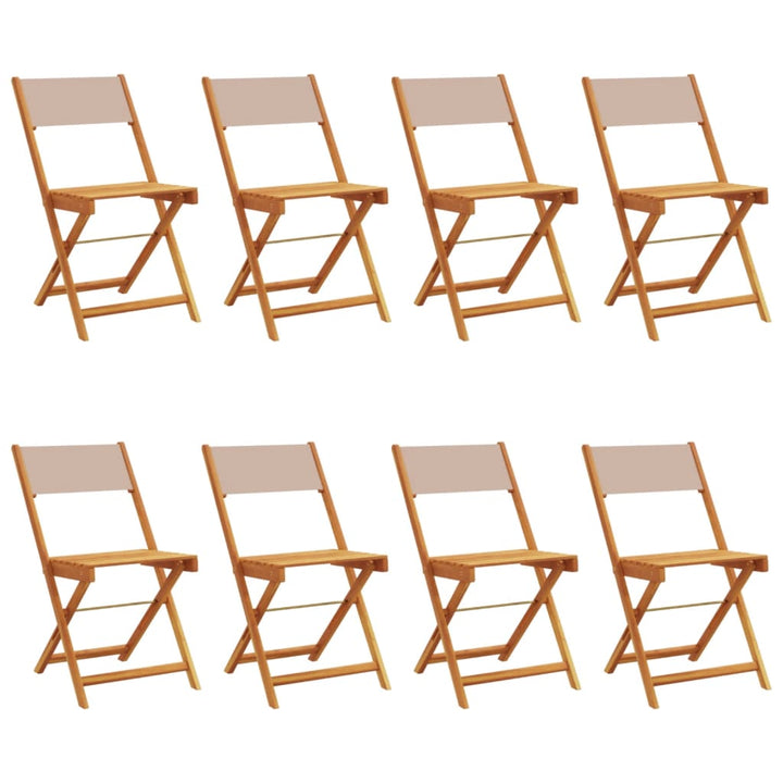 foldbare havestole 8 stk. stof og massivt træ gråbrunt