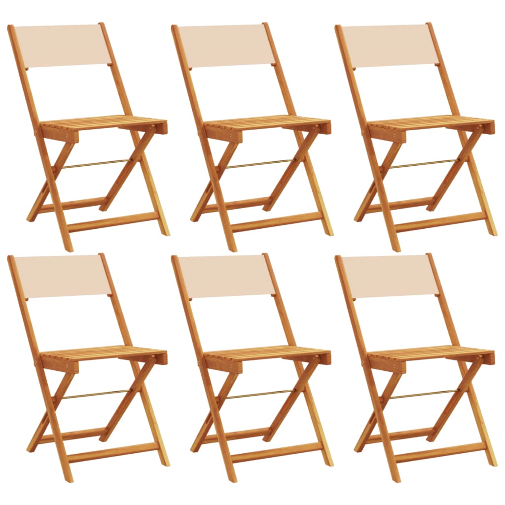 havestole 6 stk. foldbar stof massivt træ beige