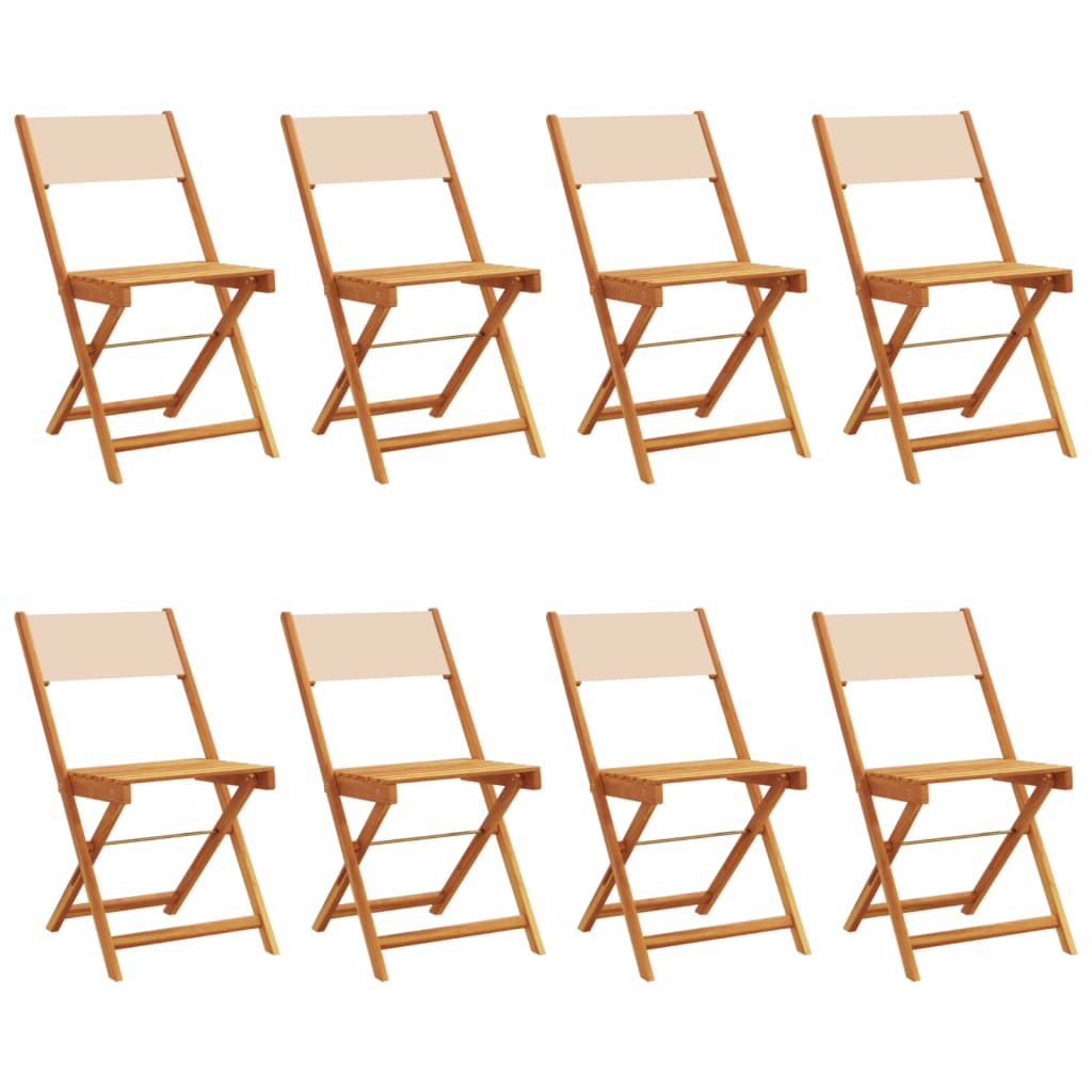 foldbare havestole 8 stk. stof og massivt træ beige