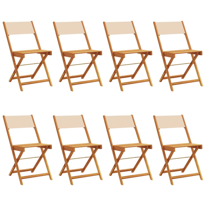 foldbare havestole 8 stk. stof og massivt træ beige