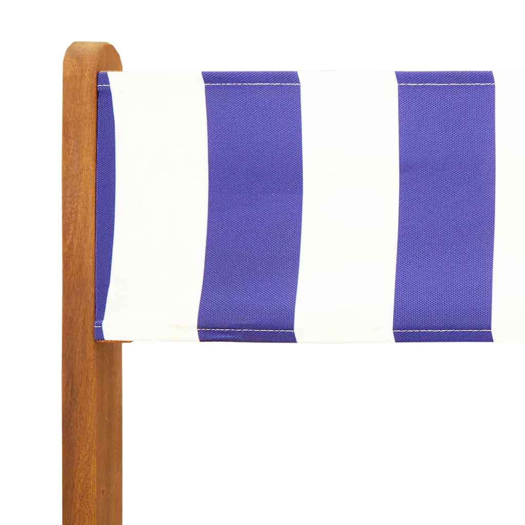 foldbare havestole 6 stk. stof og massivt træ blå og hvid