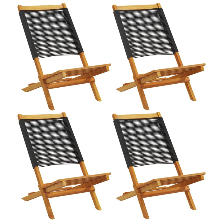 foldbare havestole 4 stk. massivt akacietræ sort