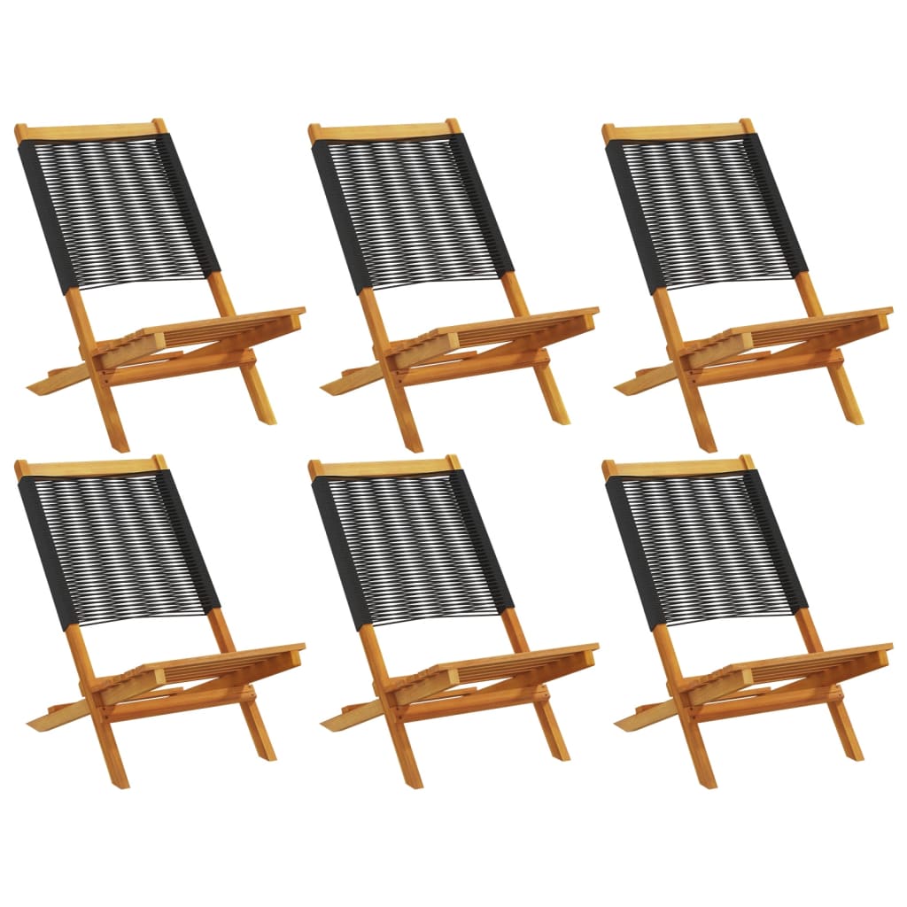 foldbare havestole 6 stk. massivt akacietræ sort