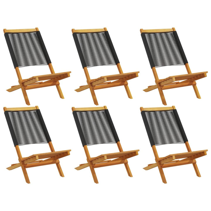 foldbare havestole 6 stk. massivt akacietræ sort