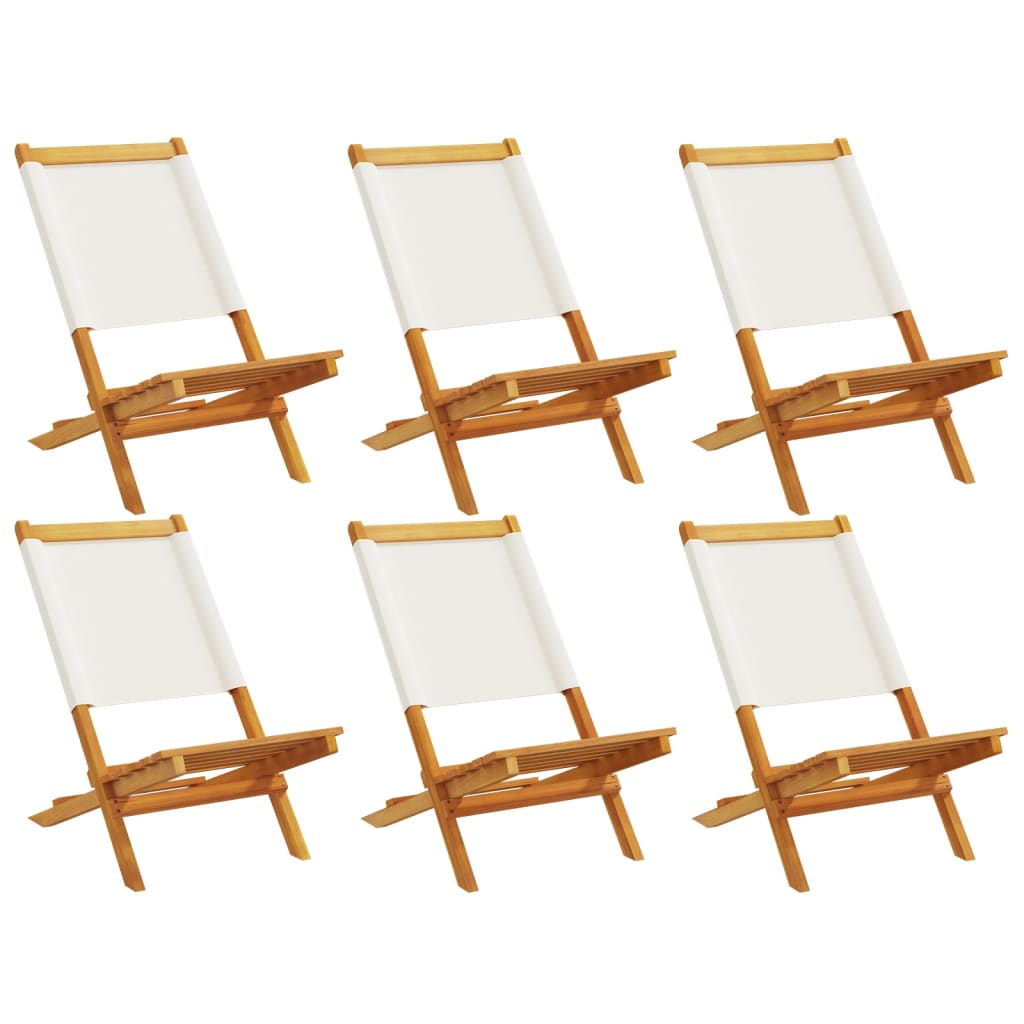 foldbare havestole 6 stk. stof og massivt træ cremehvid