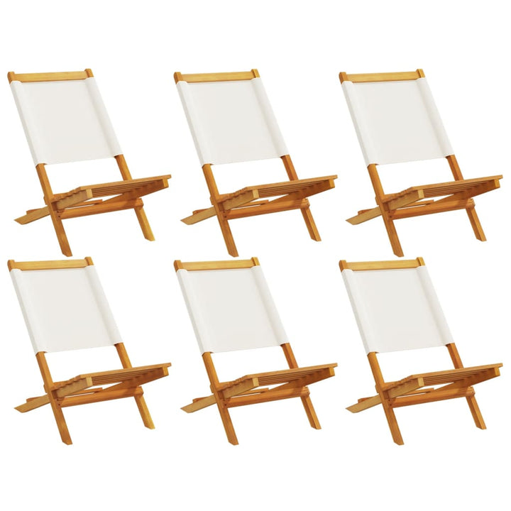 foldbare havestole 6 stk. stof og massivt træ cremehvid