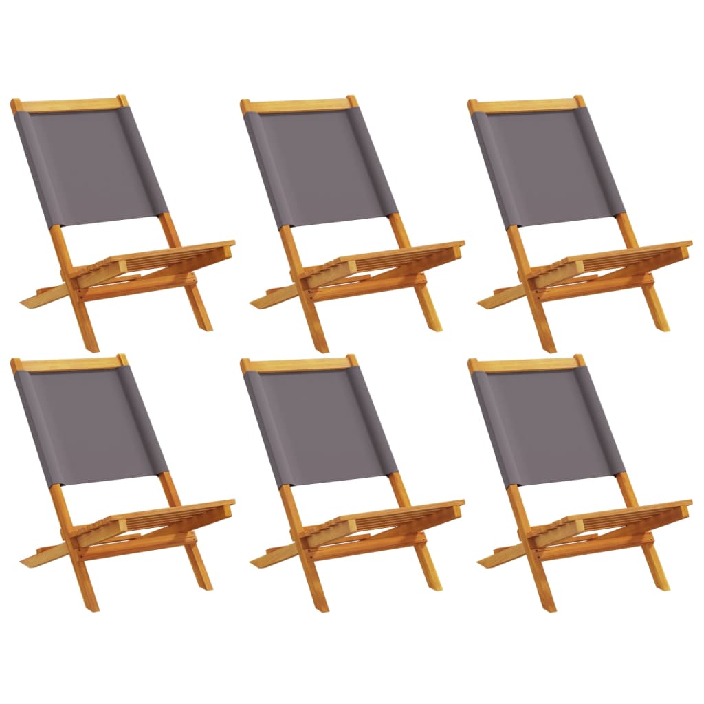 foldbare havestole 6 stk. stof og massivt træ antracit