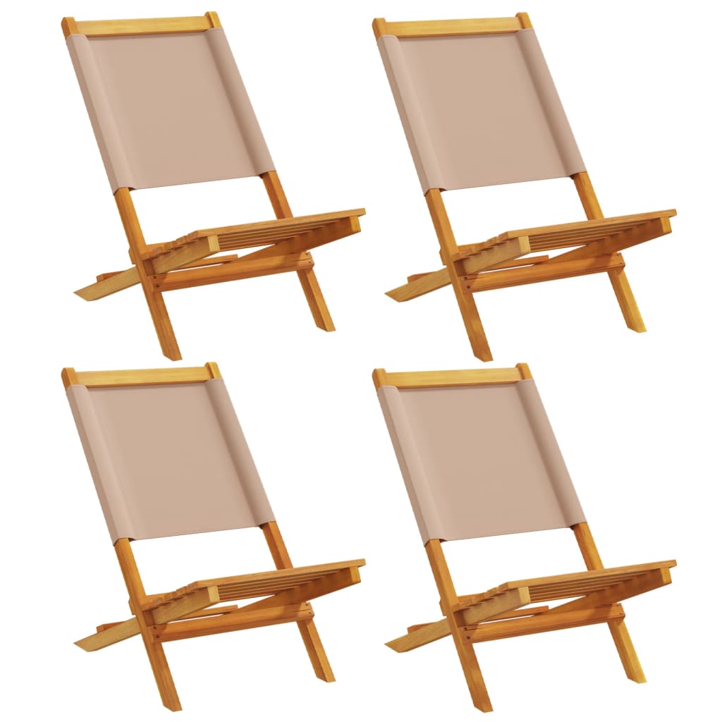 foldbare havestole 4 stk. gråbrunt stof massivt træ