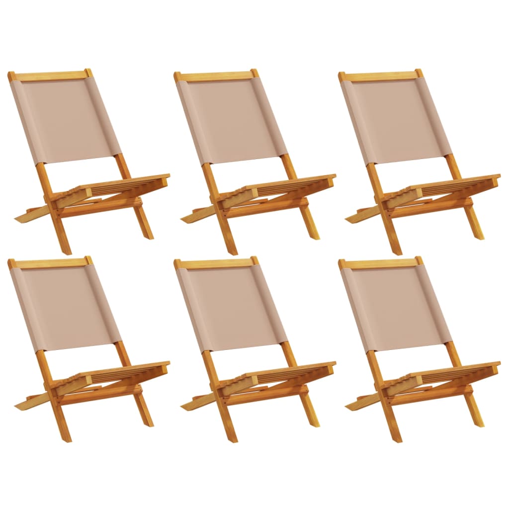 foldbare havestole 6 stk. stof og massivt træ gråbrunt