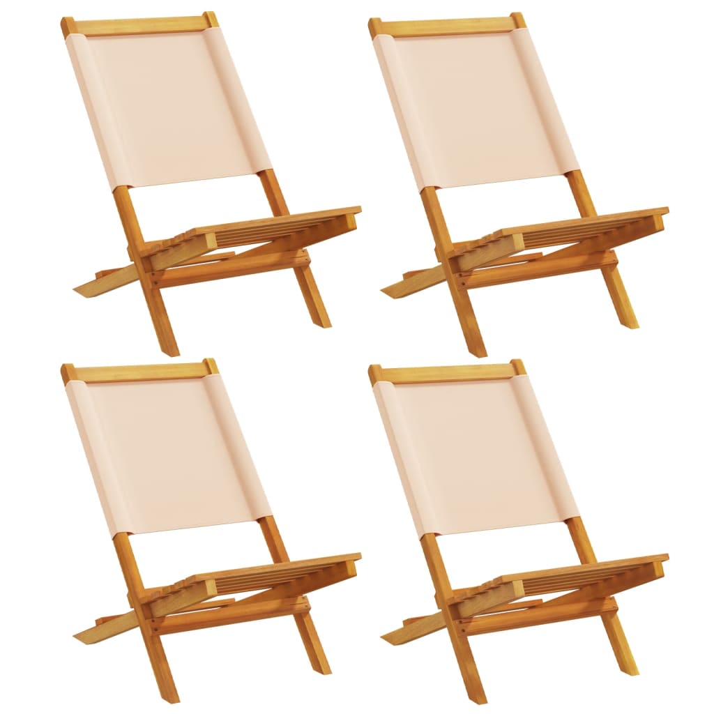 foldbare havestole 4 stk. stof og massivt træ beige