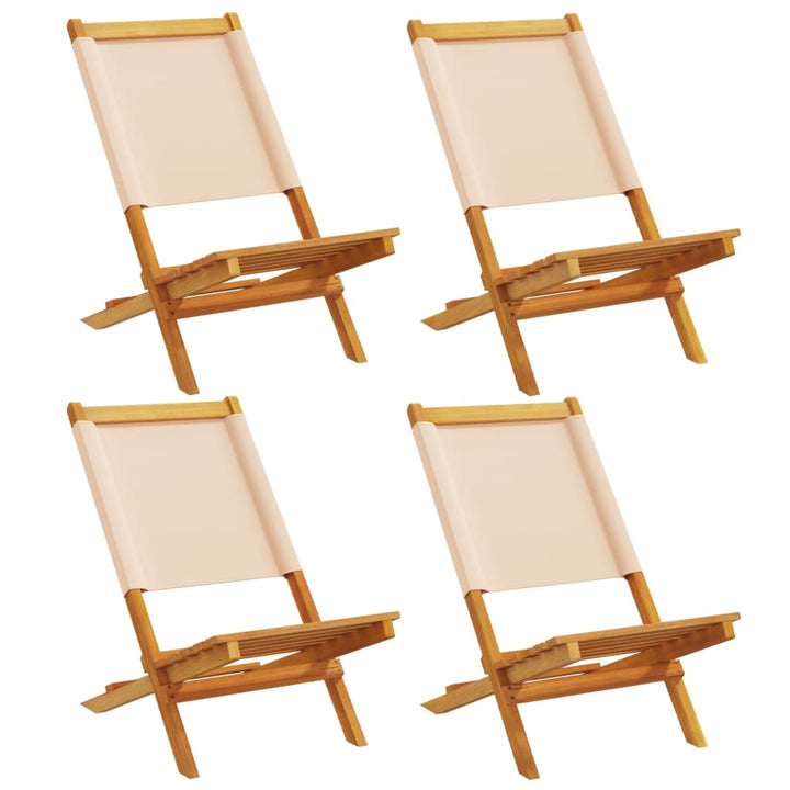 foldbare havestole 4 stk. stof og massivt træ beige