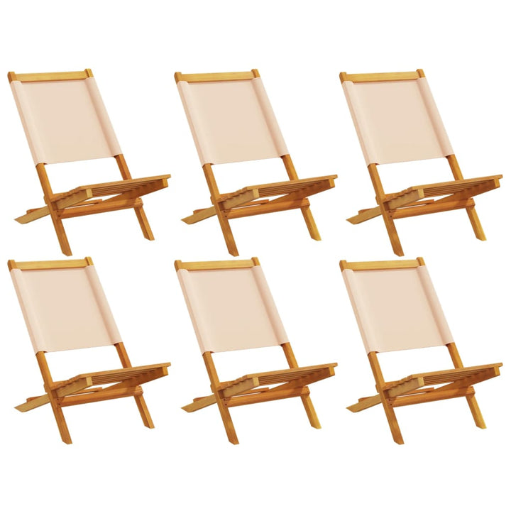 havestole 6 stk. foldbar stof massivt træ beige