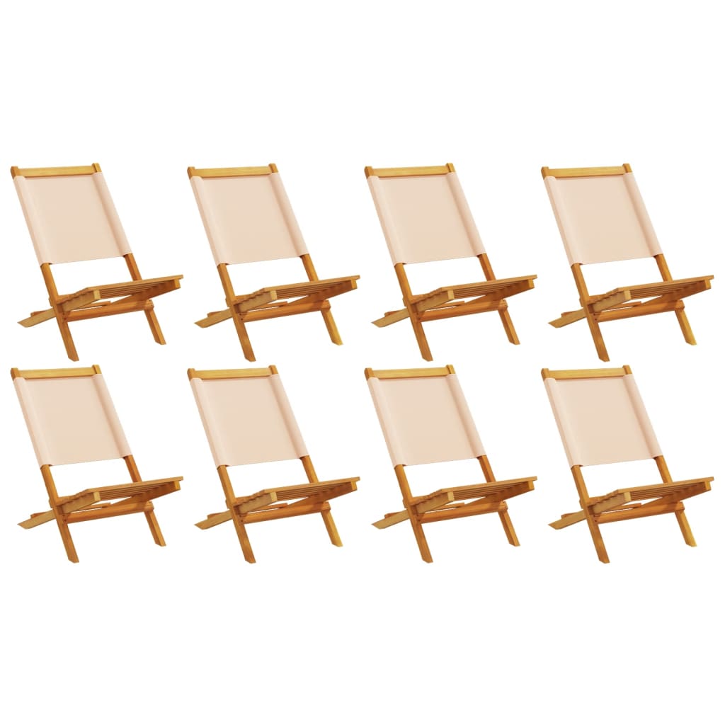 foldbare havestole 8 stk. stof og massivt træ beige