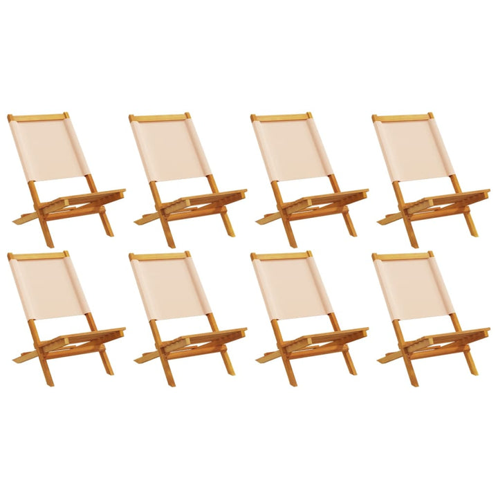 foldbare havestole 8 stk. stof og massivt træ beige