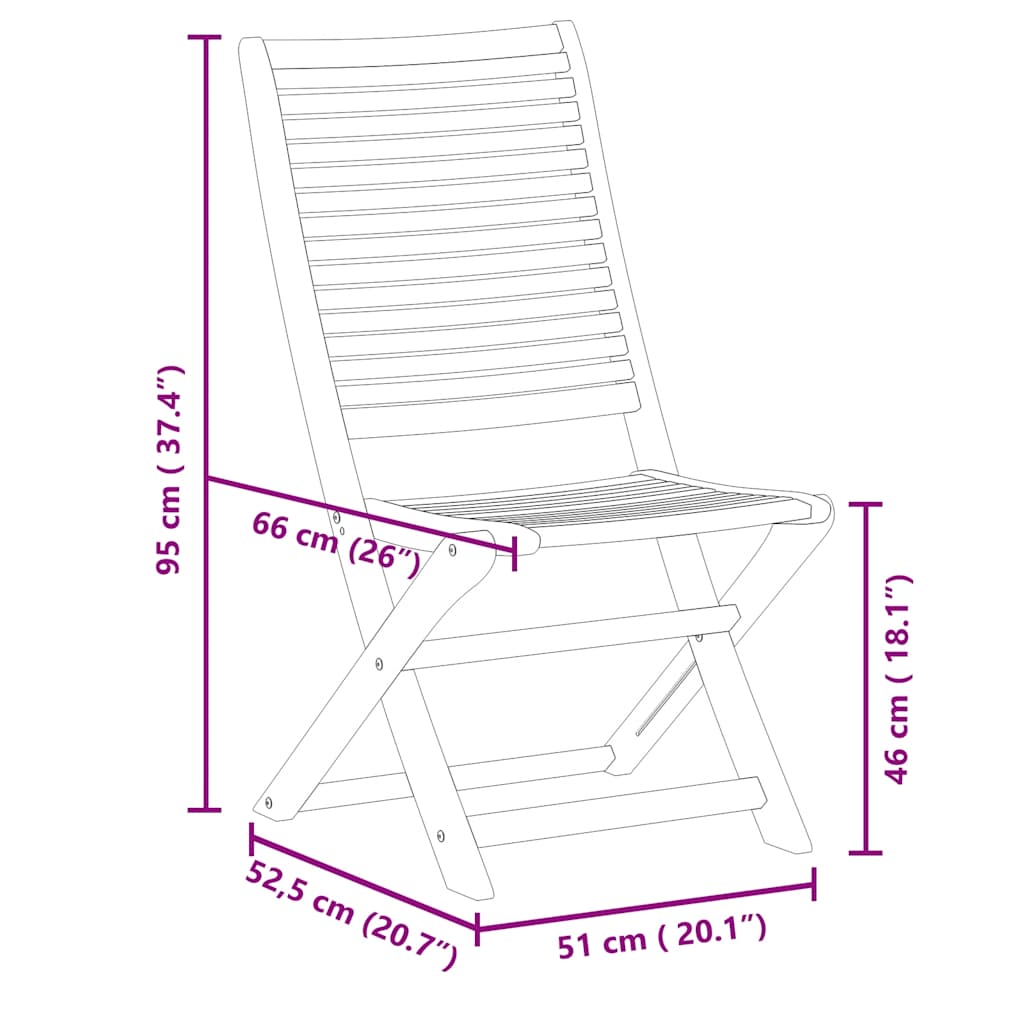 foldbare havestole 8 stk. 51x66x95 cm massivt akacietræ