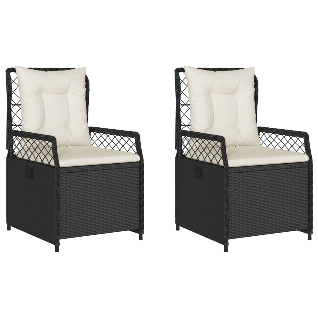 havestole 2 stk. med lænefunktion polyrattan sort