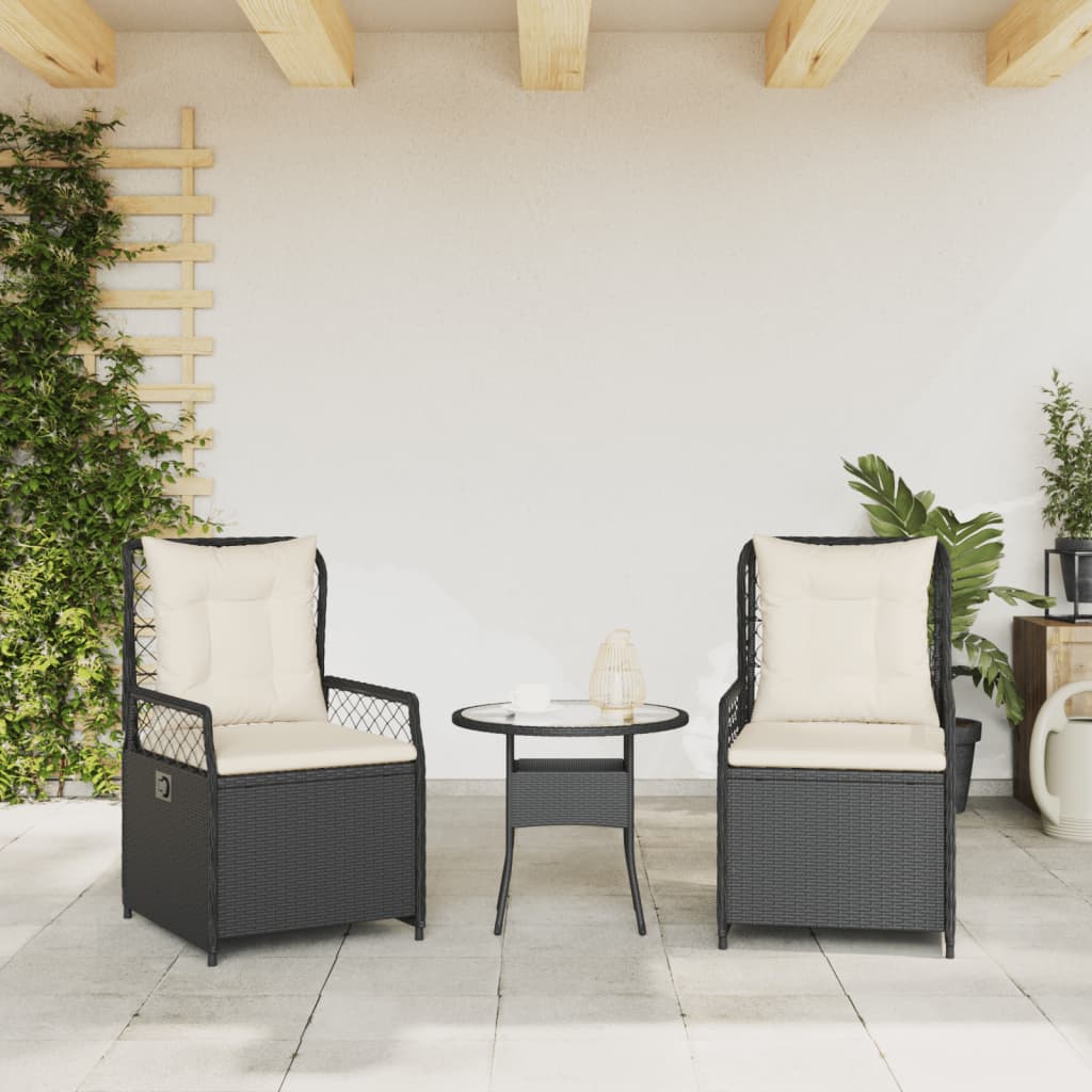 havestole 2 stk. med lænefunktion polyrattan sort