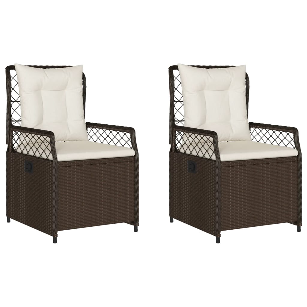 havestole 2 stk. med lænefunktion polyrattan brun