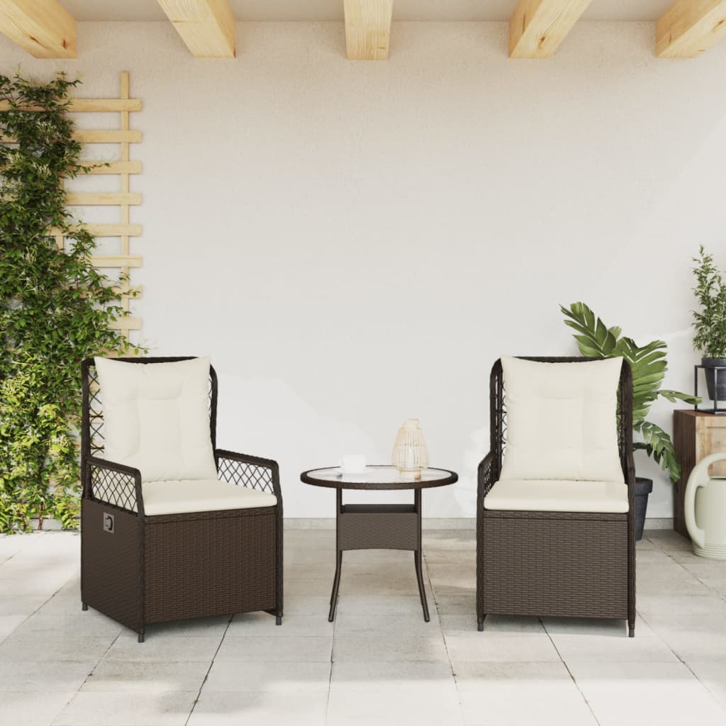 havestole 2 stk. med lænefunktion polyrattan brun