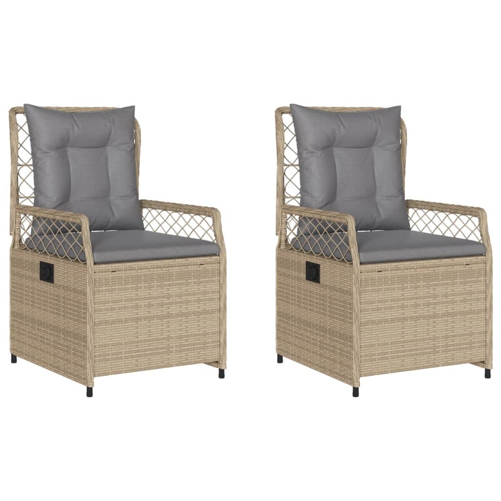 havestole 2 stk. med lænefunktion polyrattan beige