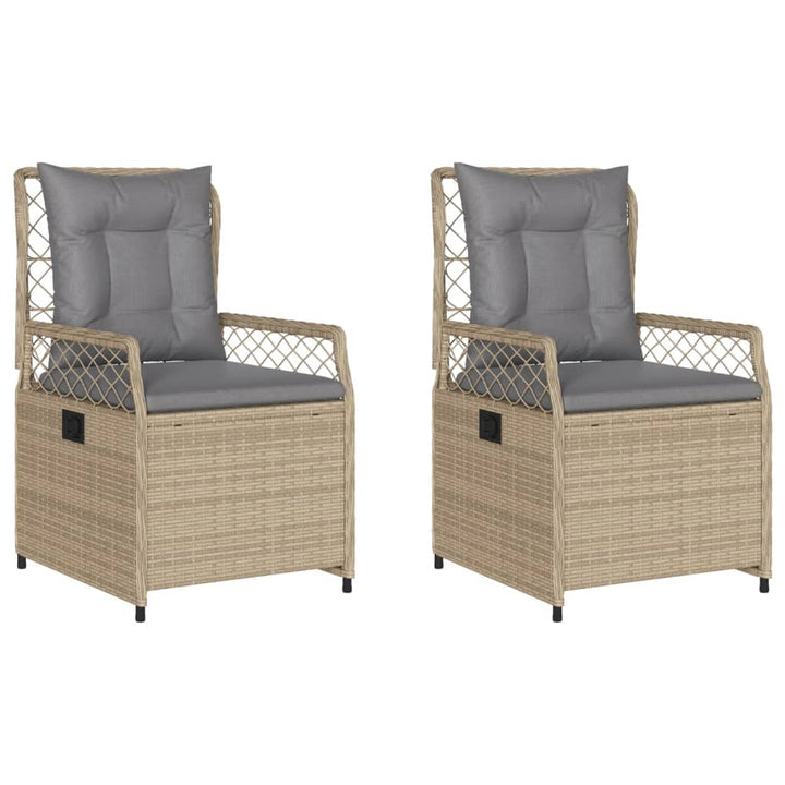 havestole 2 stk. med lænefunktion polyrattan beige