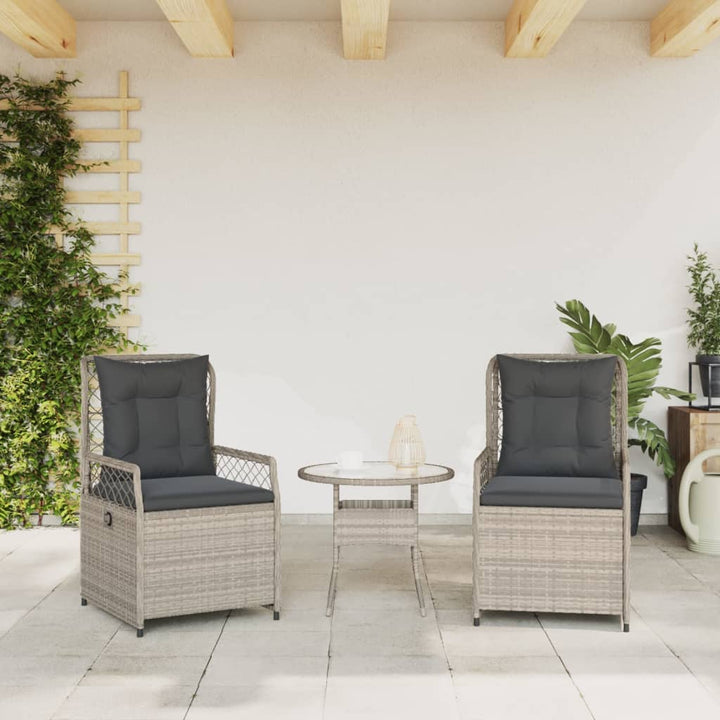 havestole 2 stk. med lænefunktion polyrattan grå