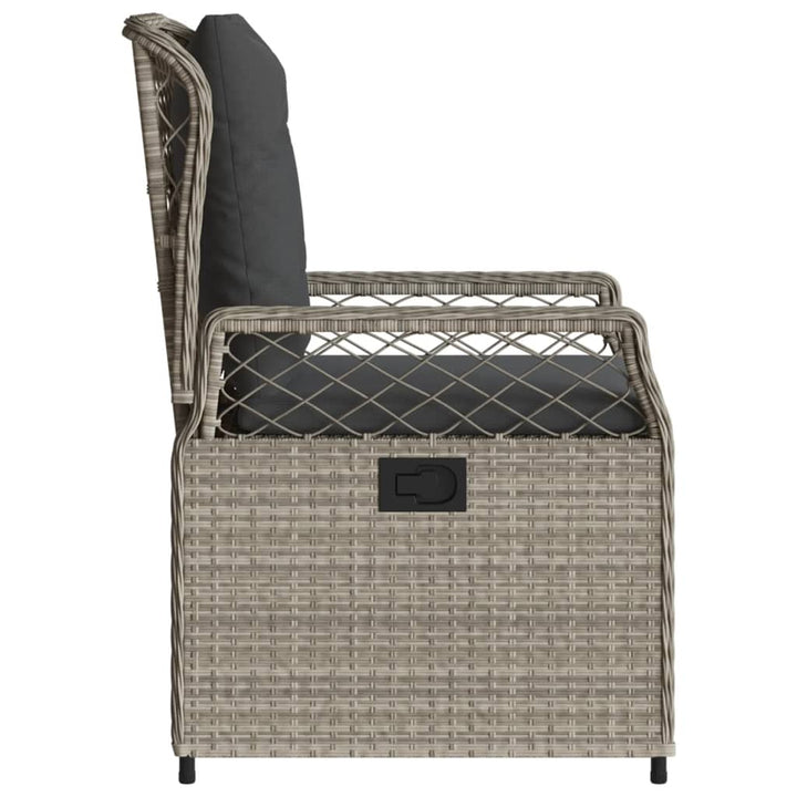 havestole 2 stk. med lænefunktion polyrattan grå