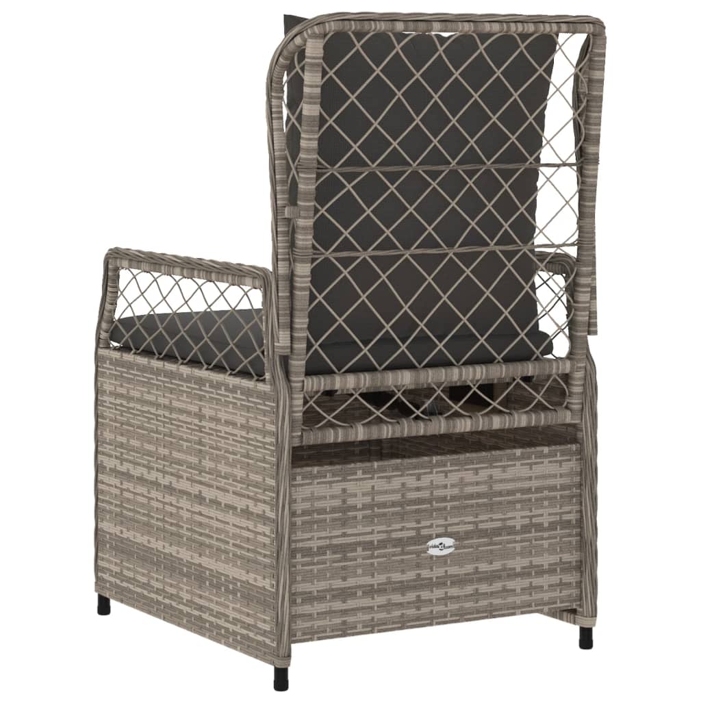 havestole 2 stk. med lænefunktion polyrattan grå