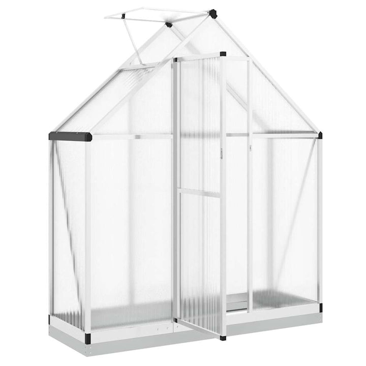 drivhus med fundamentramme 169x58x202 cm aluminium sølvfarvet