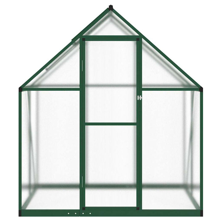 drivhus med fundamentramme 169x114x195 cm aluminium grøn