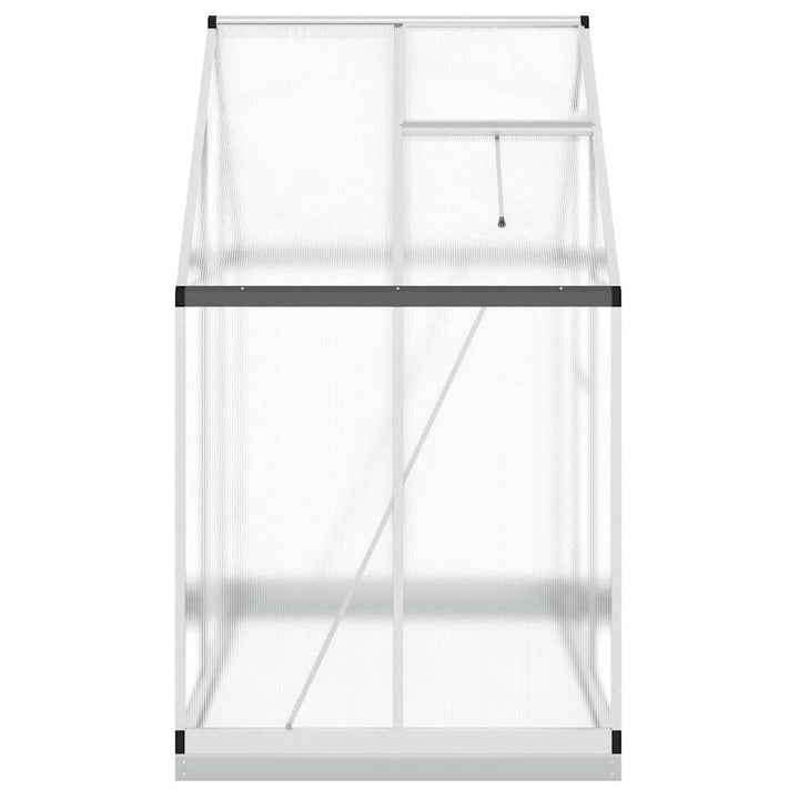 drivhus med fundamentramme 169x114x202 cm aluminium sølvfarvet
