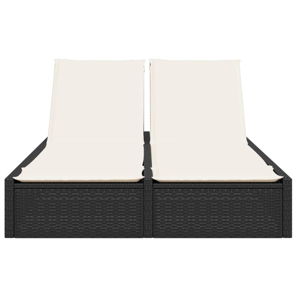 dobbelt loungesofa med hynder polyrattan sort