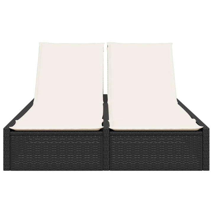 dobbelt loungesofa med hynder polyrattan sort