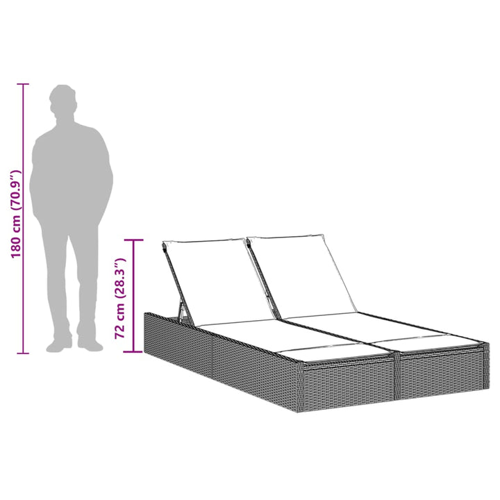 dobbelt loungesofa med hynder polyrattan sort