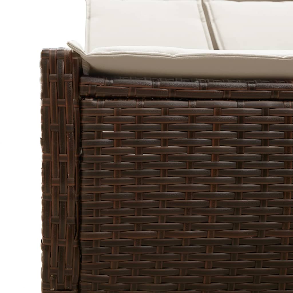 solseng med hynder polyrattan brun