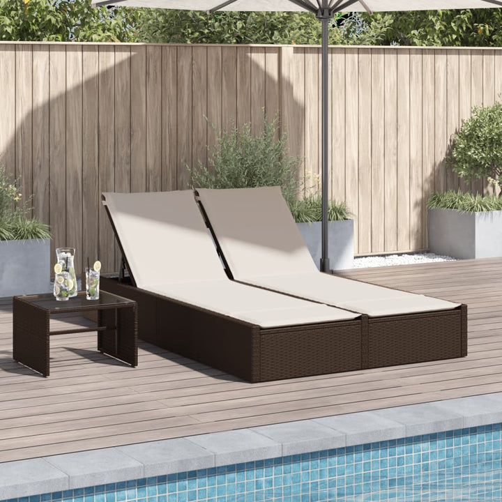 solseng med hynder polyrattan brun