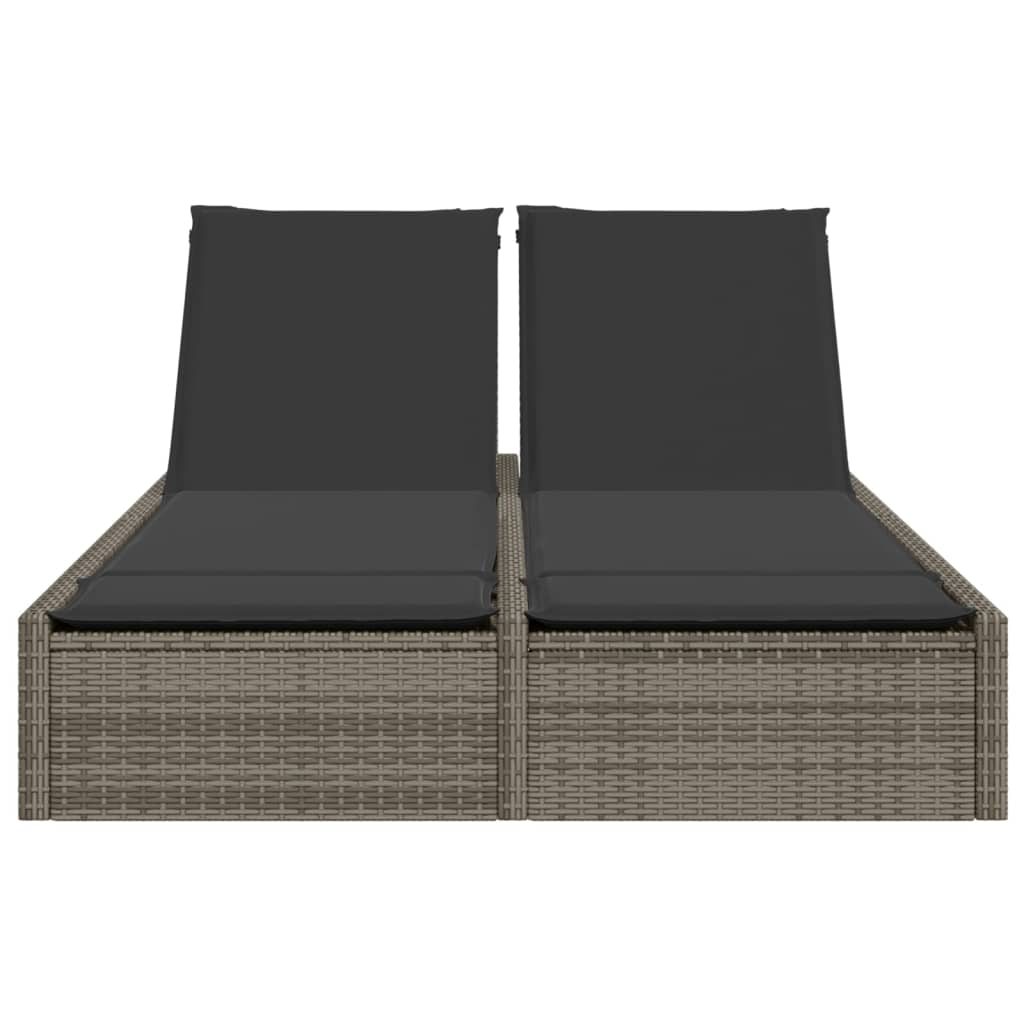 loungesofa med hynder polyrattan grå