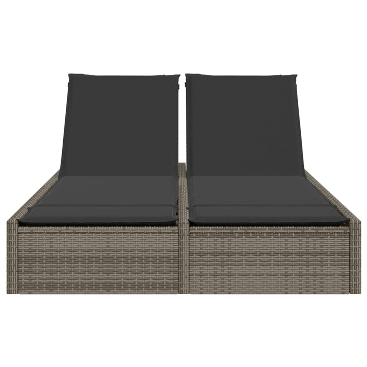 loungesofa med hynder polyrattan grå