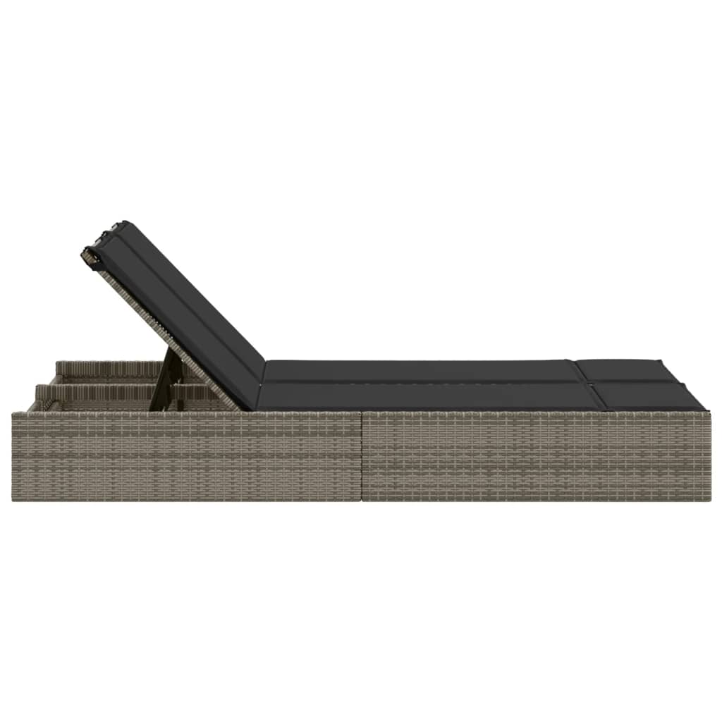 loungesofa med hynder polyrattan grå